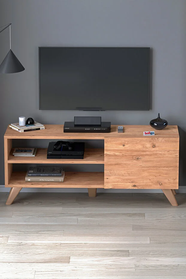 TV Sehpası Kapaklı Tv Sehpası Raflı TV Ünitesi Televizyon Sehpası 100 x 35 Cm 